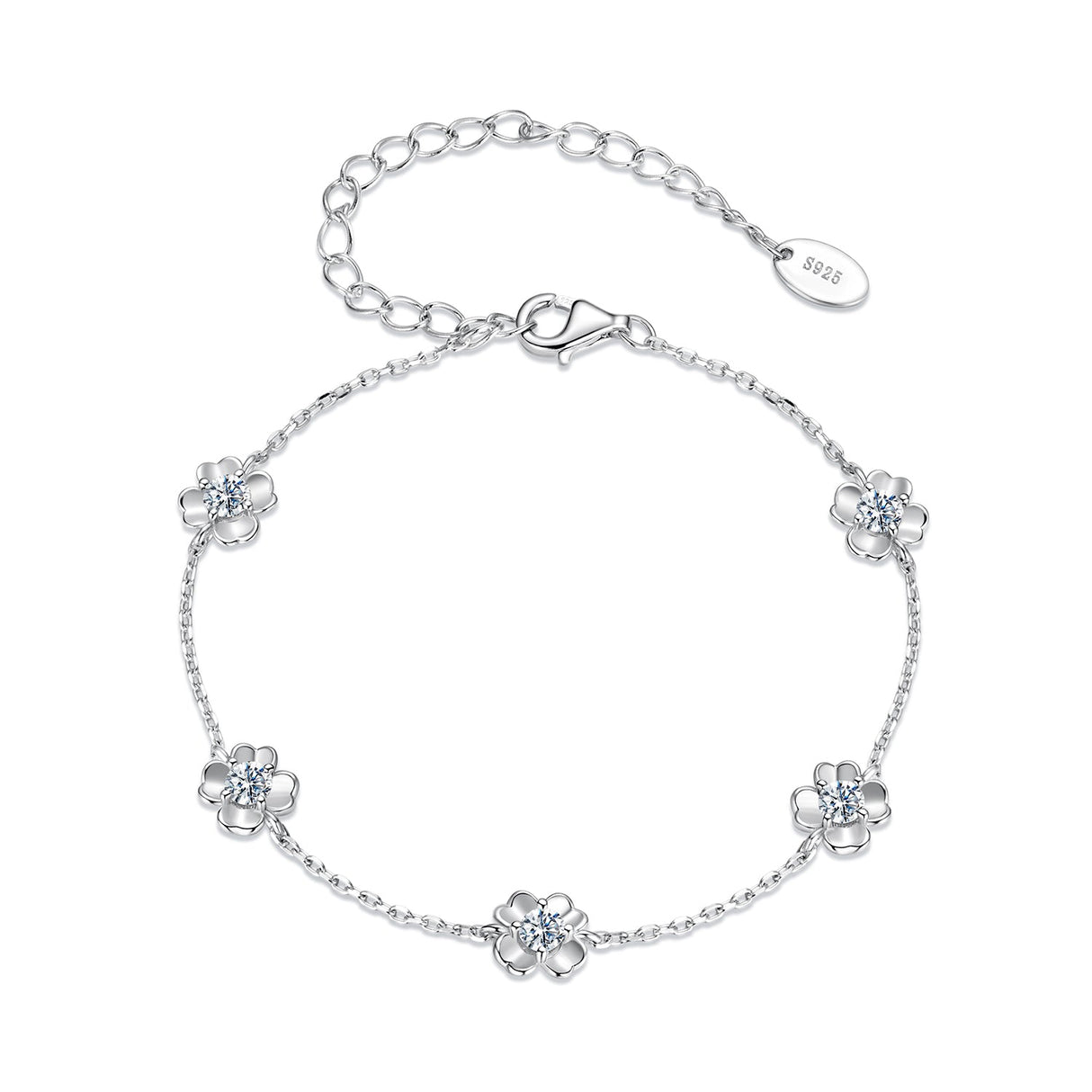 925 Sterling Silver 0.1 Carat Moissanite Bracelet for Women