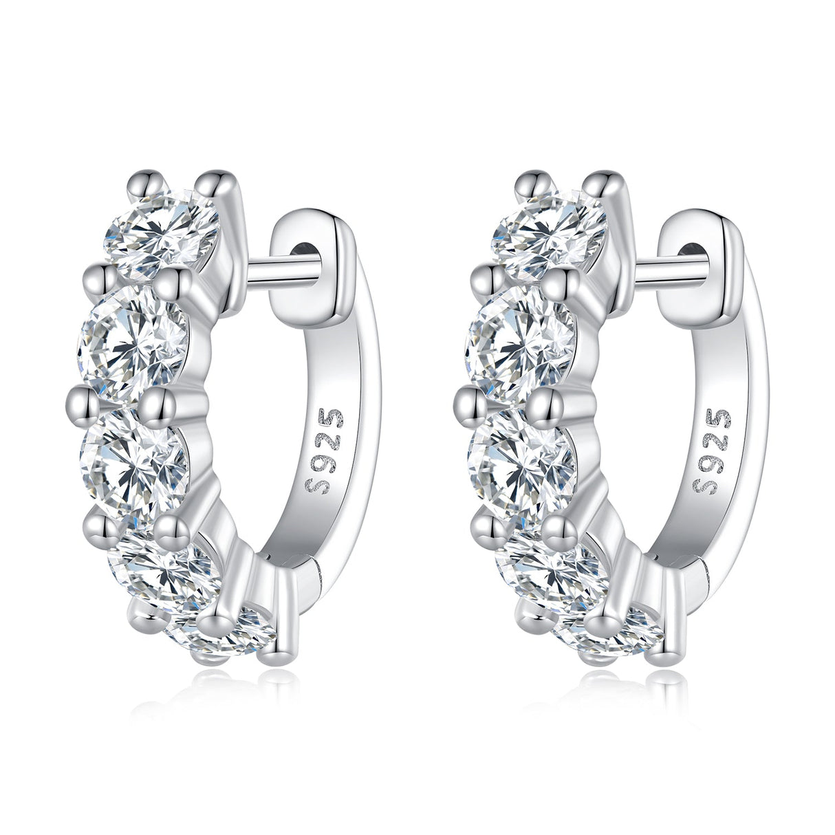S925 Sterling Silver Moissanite Earrings, 1.3cm, Platinum Plated, for Women