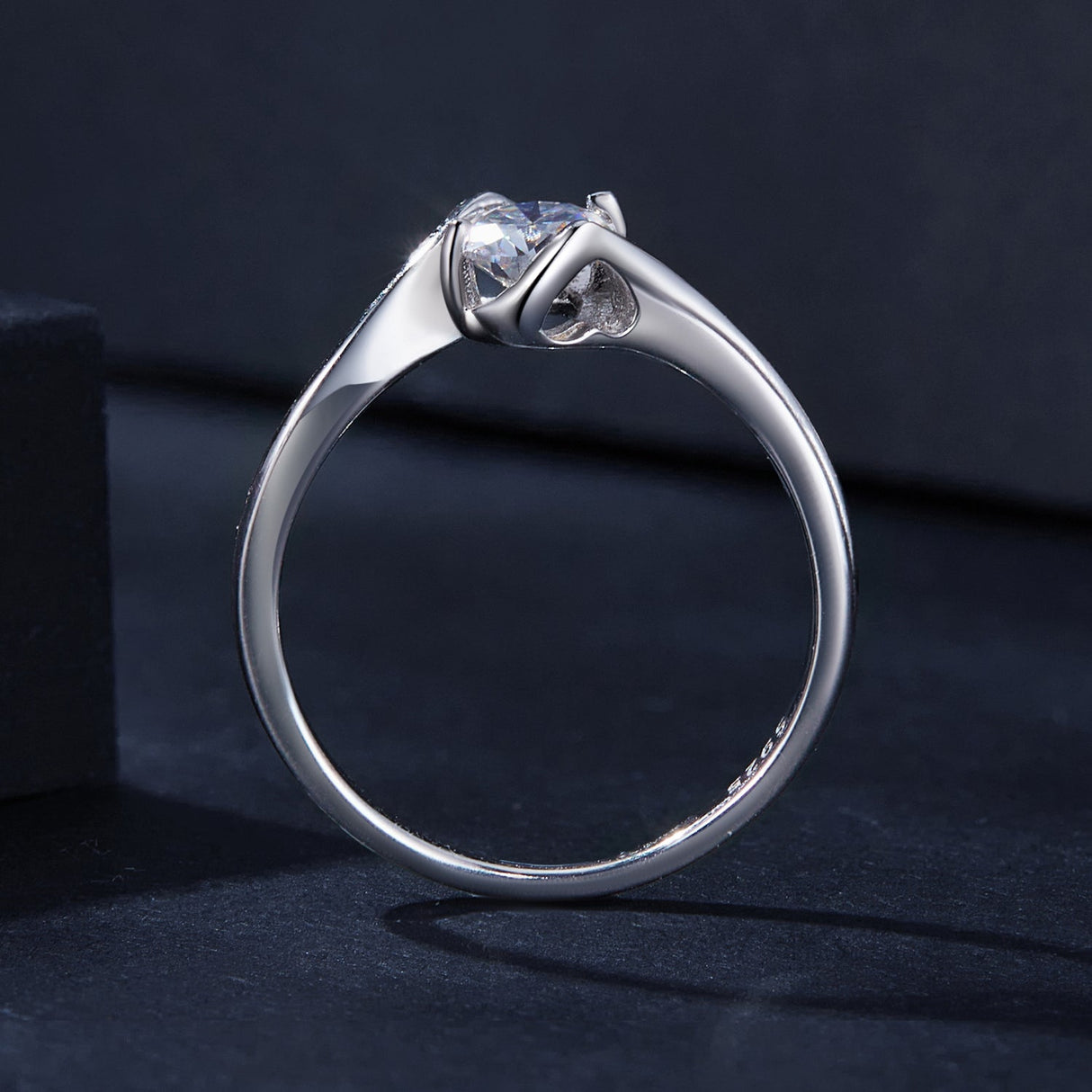 925 Sterling Silver 5mm Moissanite Ring for Women
