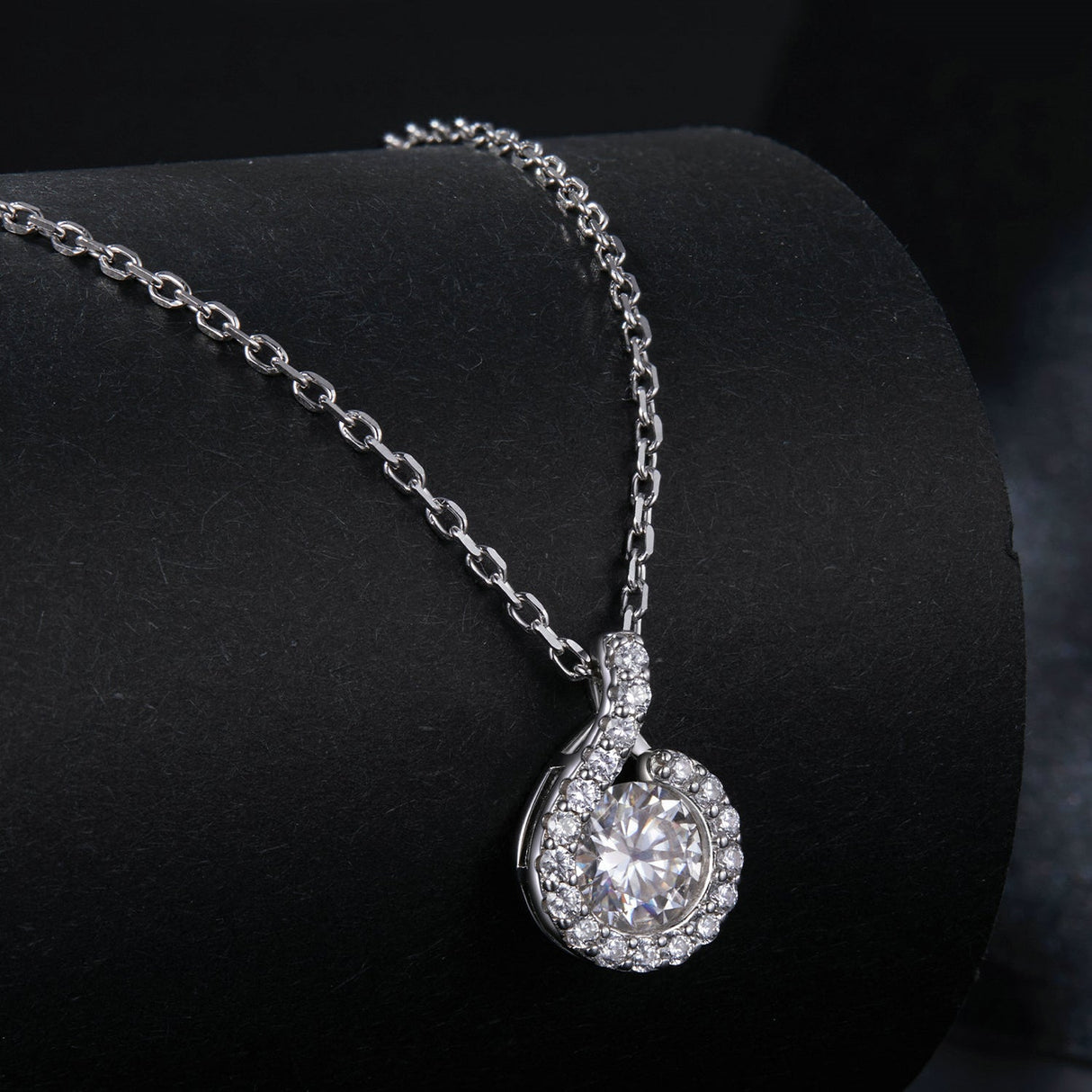 925 Sterling Silver Moissanite Necklace with CZ, 400mm Length, 15x10mm Pendant for Women