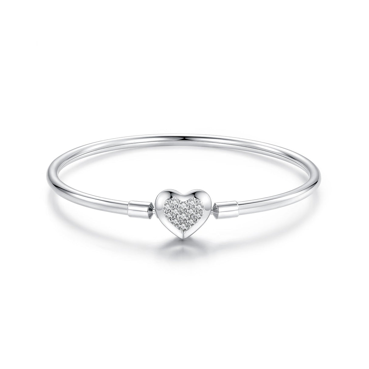 925 Sterling Silver White Gold Plated CZ Bracelet for Women - Size 17.0