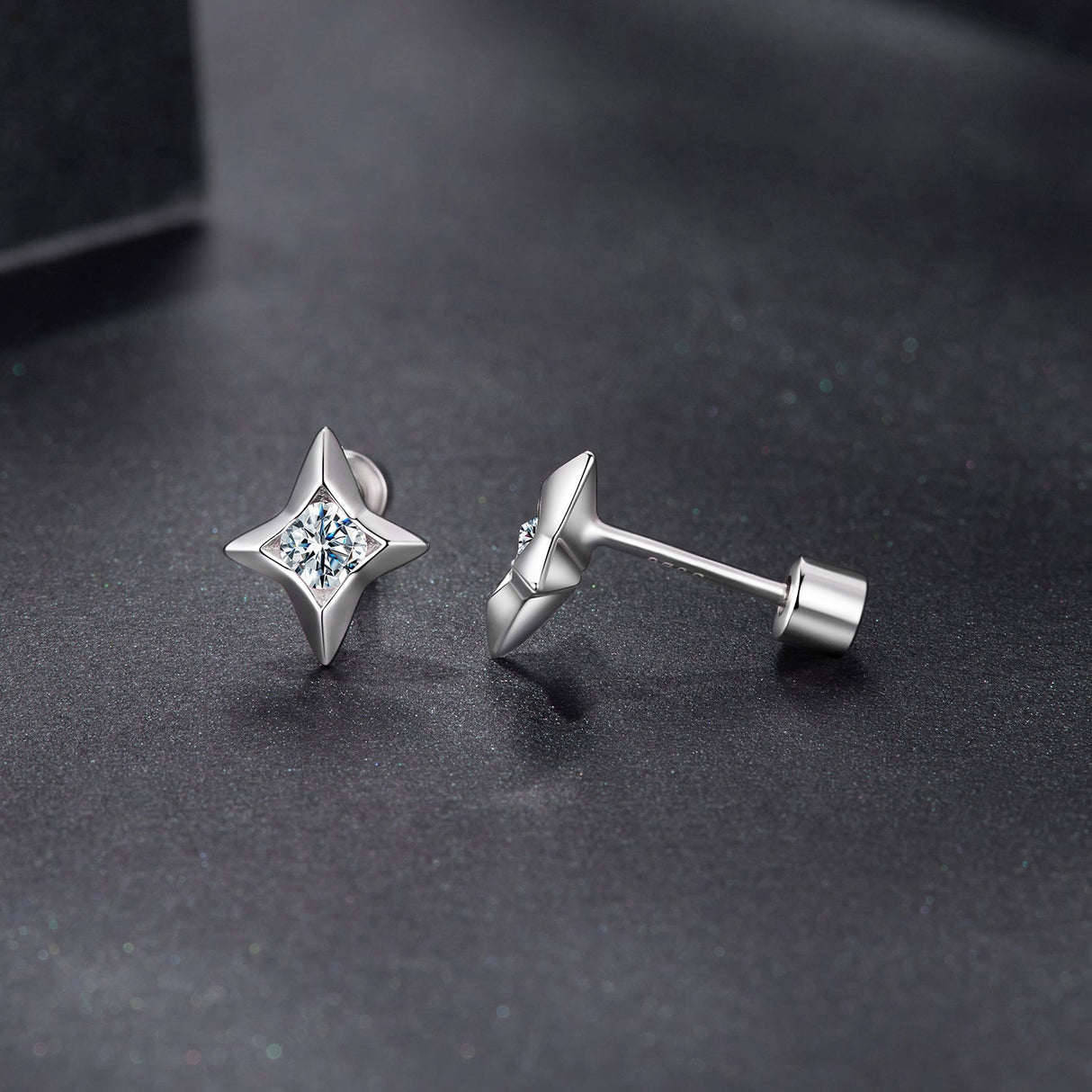925 Sterling Silver Moissanite Earrings 0.8cm for Women