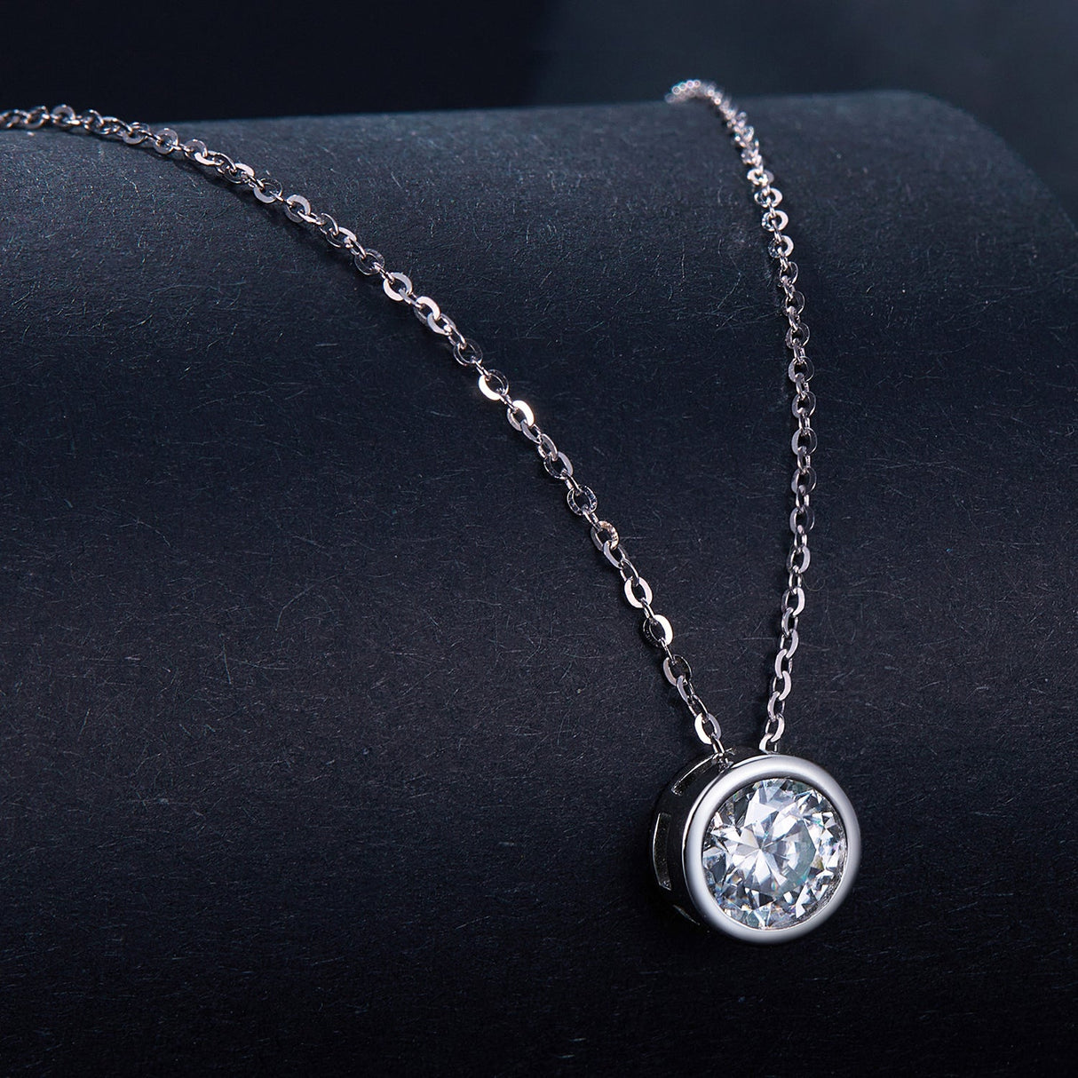 S925 Sterling Silver Moissanite Necklace 400mm with 1ct Moissanite for Women