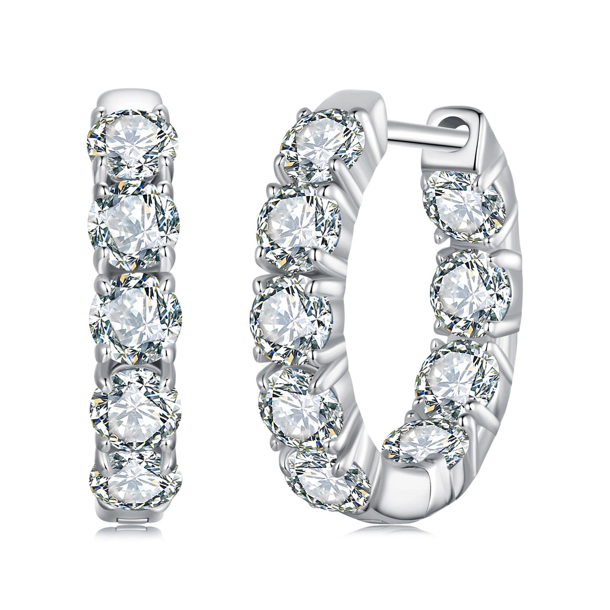 925 Sterling Silver Moissanite Earrings 0.1 Carat White Gold Plated 1.5x0.3cm Women