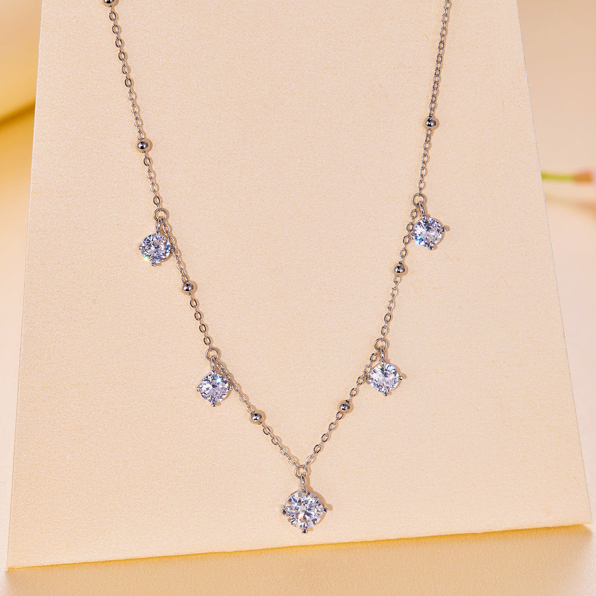 925 Sterling Silver 5.0mm Moissanite Necklace for Women