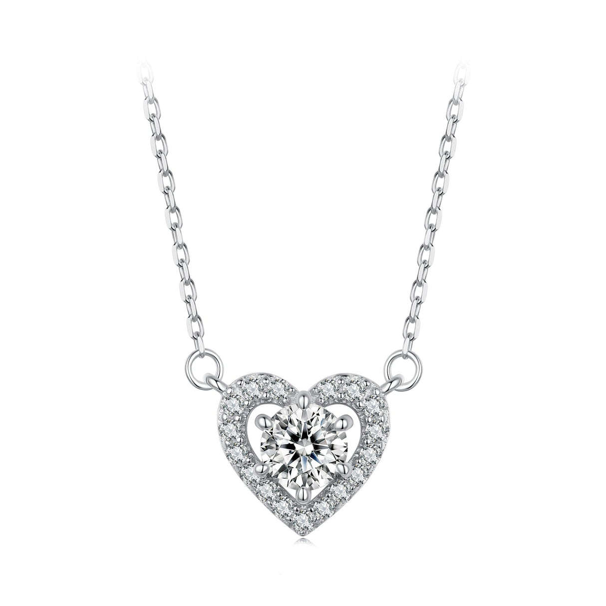 925 Sterling Silver Moissanite 0.5 Carat Necklace with CZ for Women
