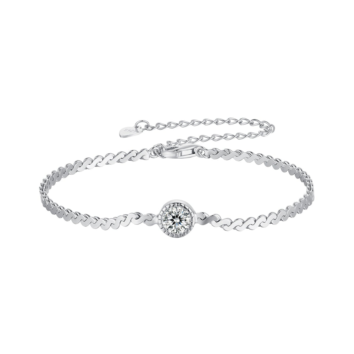 S925 Sterling Silver 5.0mm Moissanite Bracelet for Women
