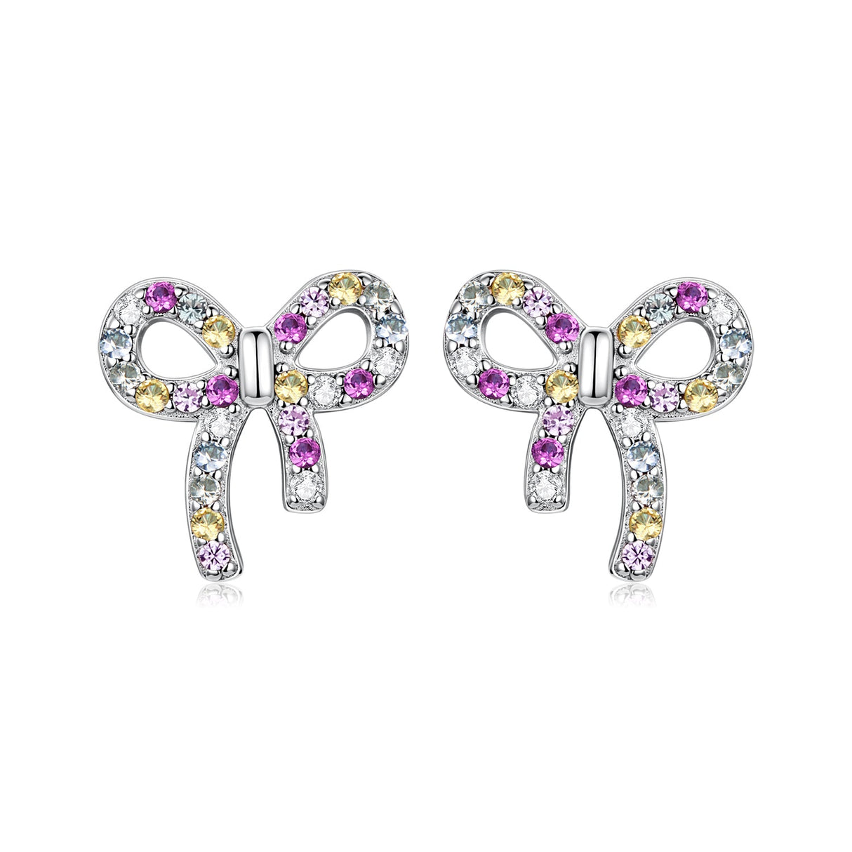 925 Sterling Silver White Gold Plated Pavé Setting CZ Earrings 1.0cm for Women