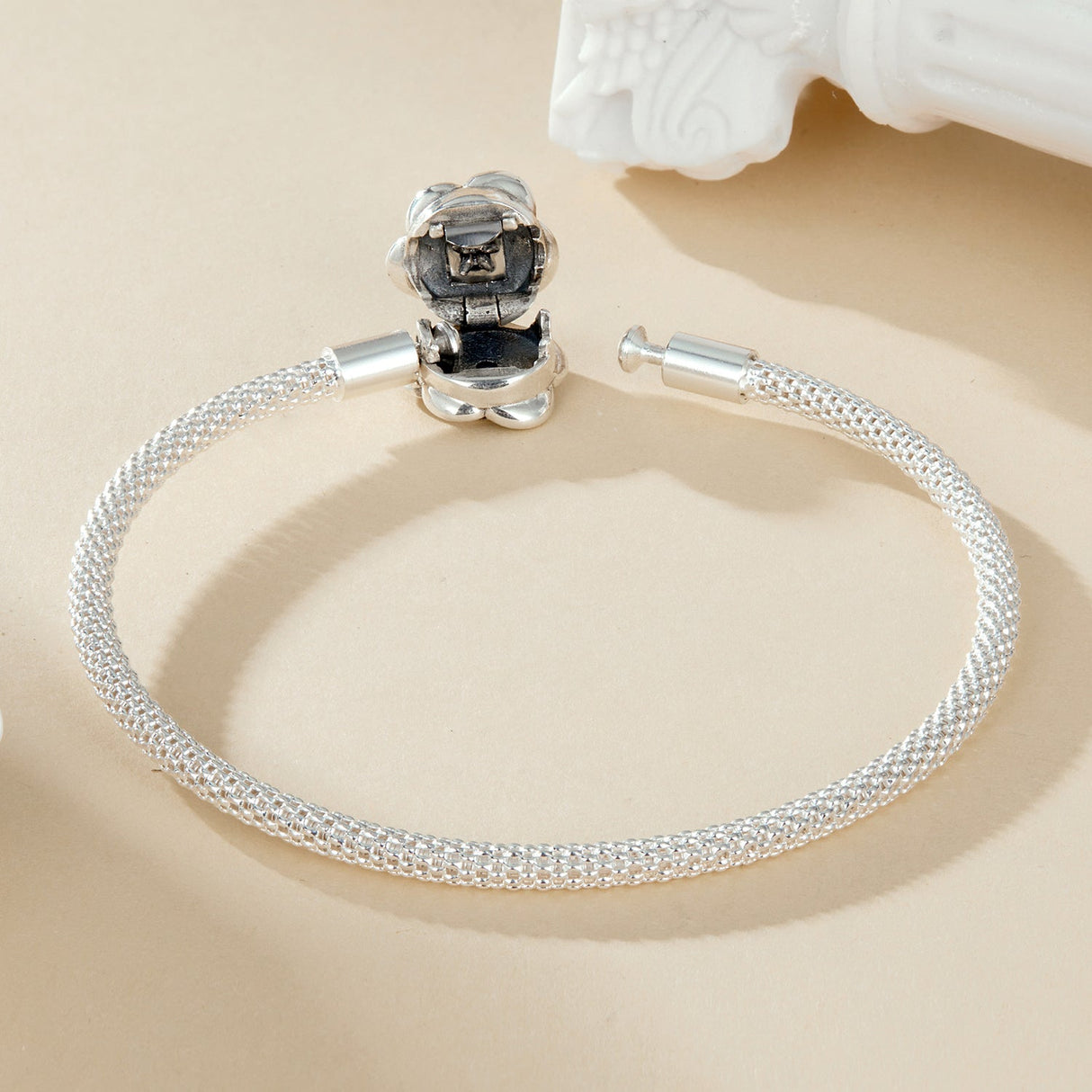 925 Sterling Silver Bracelet with Oxidized Finish and CZ 17.0 cm