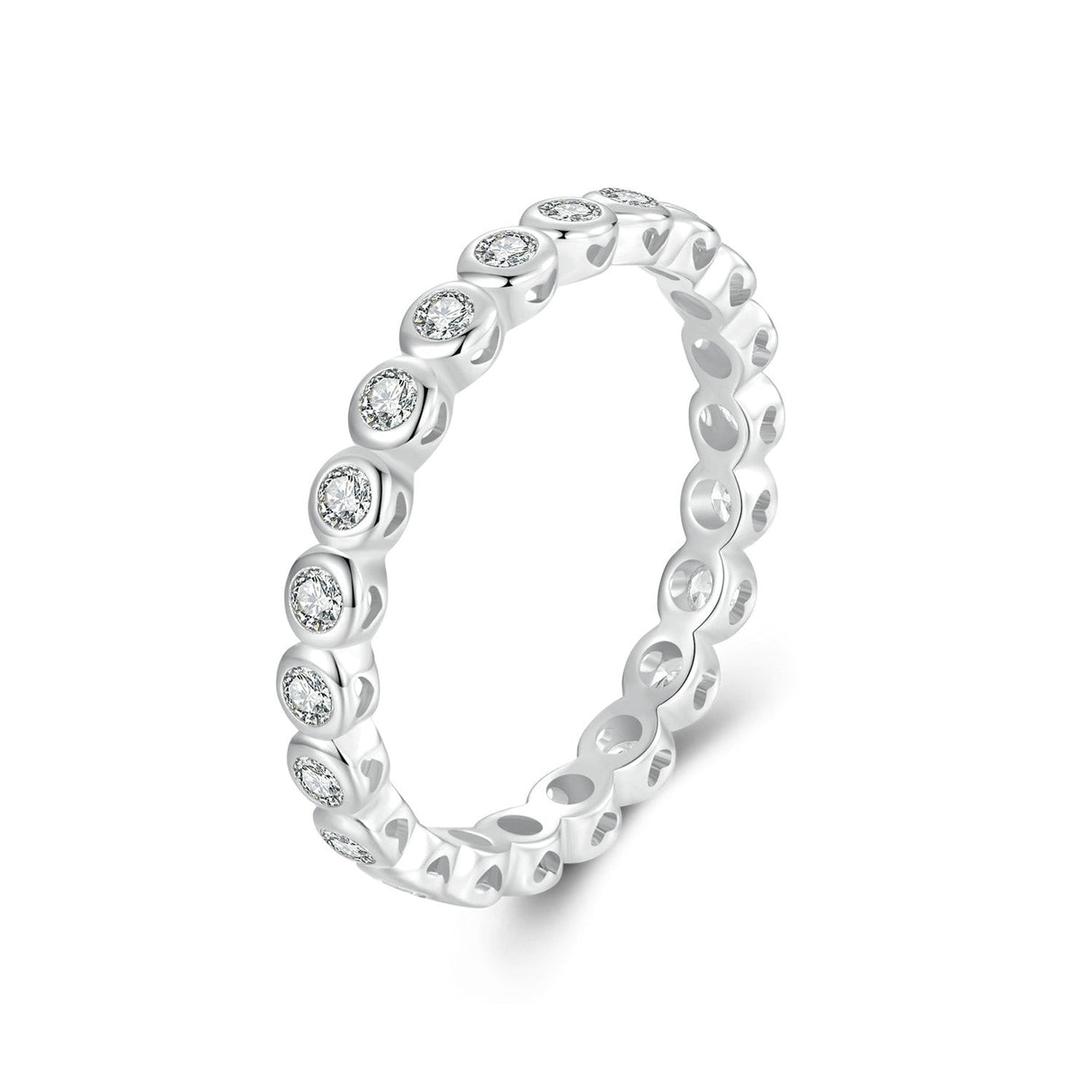 925 Sterling Silver 2mm Moissanite Ring Size 7 for Women