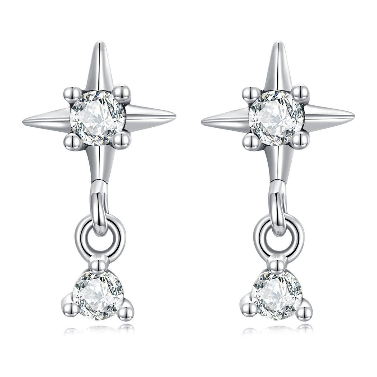 925 Sterling Silver Earrings with Pavé Setting CZ, 1.4*0.8cm for Women