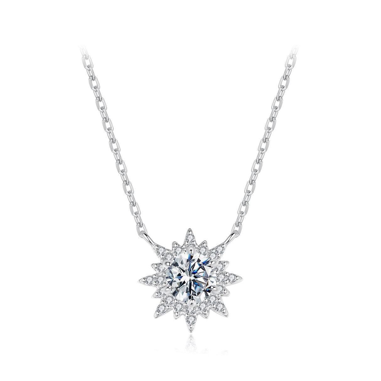 925 Sterling Silver 0.5 Carat Moissanite Necklace in White Gold Plating for Women