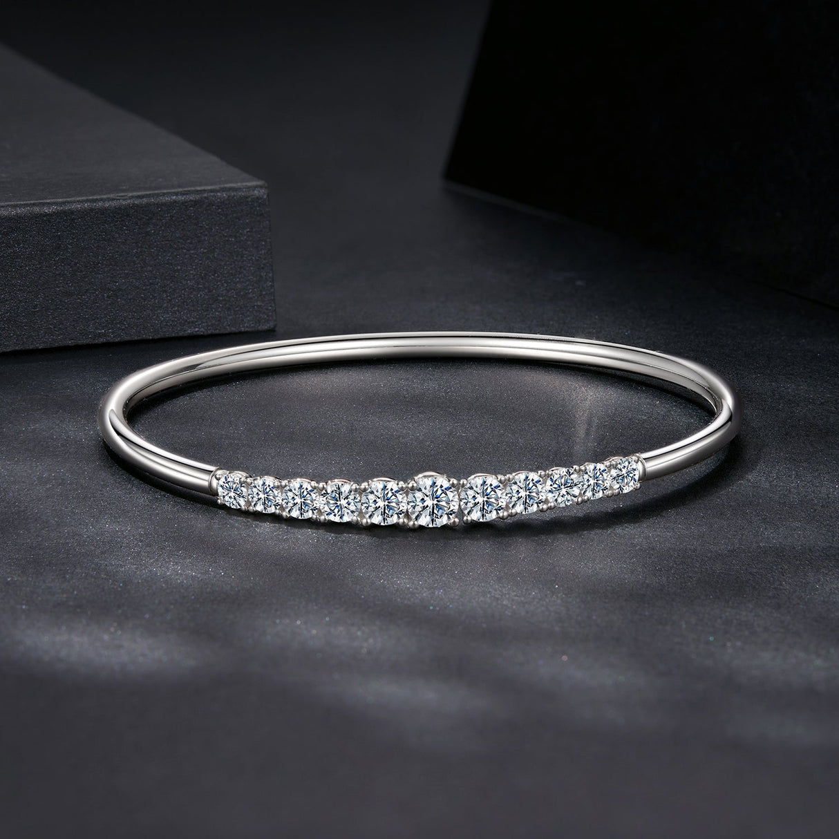 925 Sterling Silver & Moissanite White Gold Plated Bracelet with 0.5cm Moissanite for Women