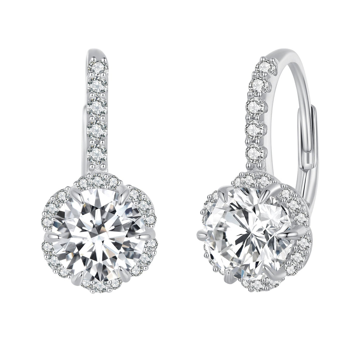 925 Sterling Silver Moissanite 6.5 Carat Earrings for Women