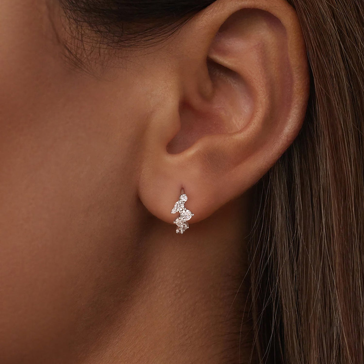 925 Sterling Silver Earrings with CZ White Gold Plating