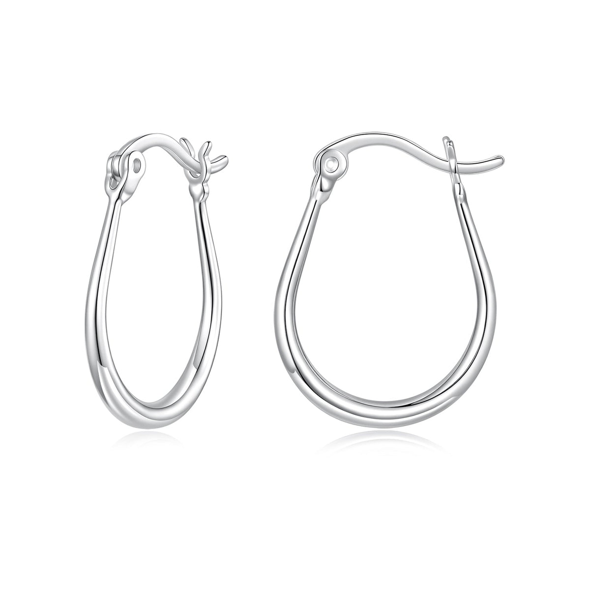 925 Sterling Silver Earrings for Women - 2.9x0.2cm, Plated White Gold, Style L