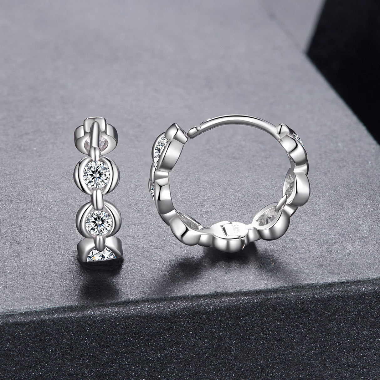925 Sterling Silver 0.25 Carat Moissanite Hoop Earrings for Women