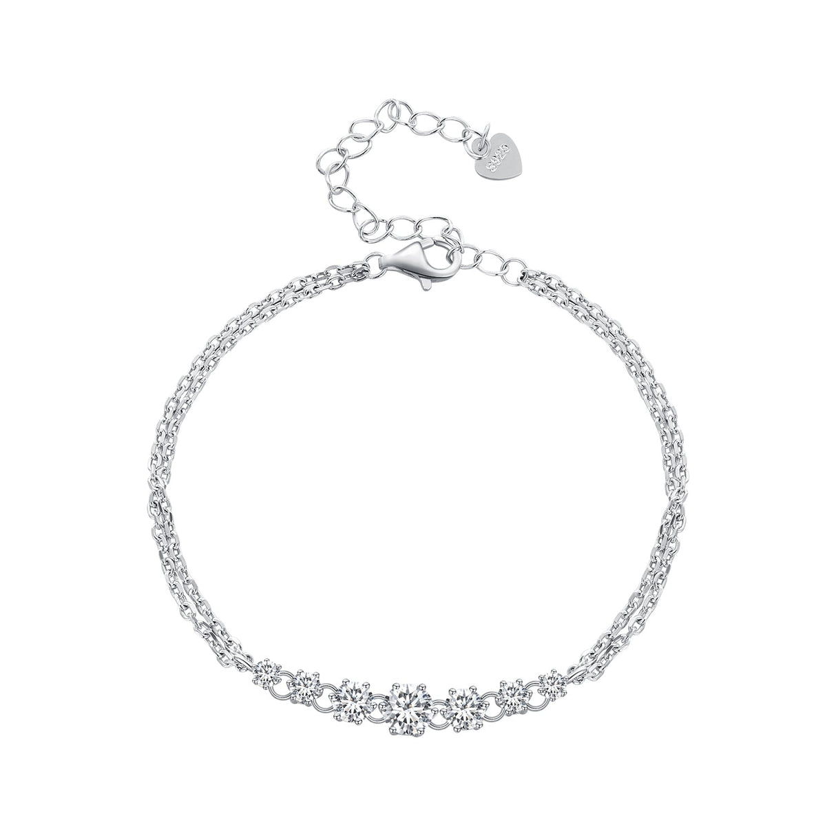 925 Sterling Silver 5MM Moissanite Bracelet for Women