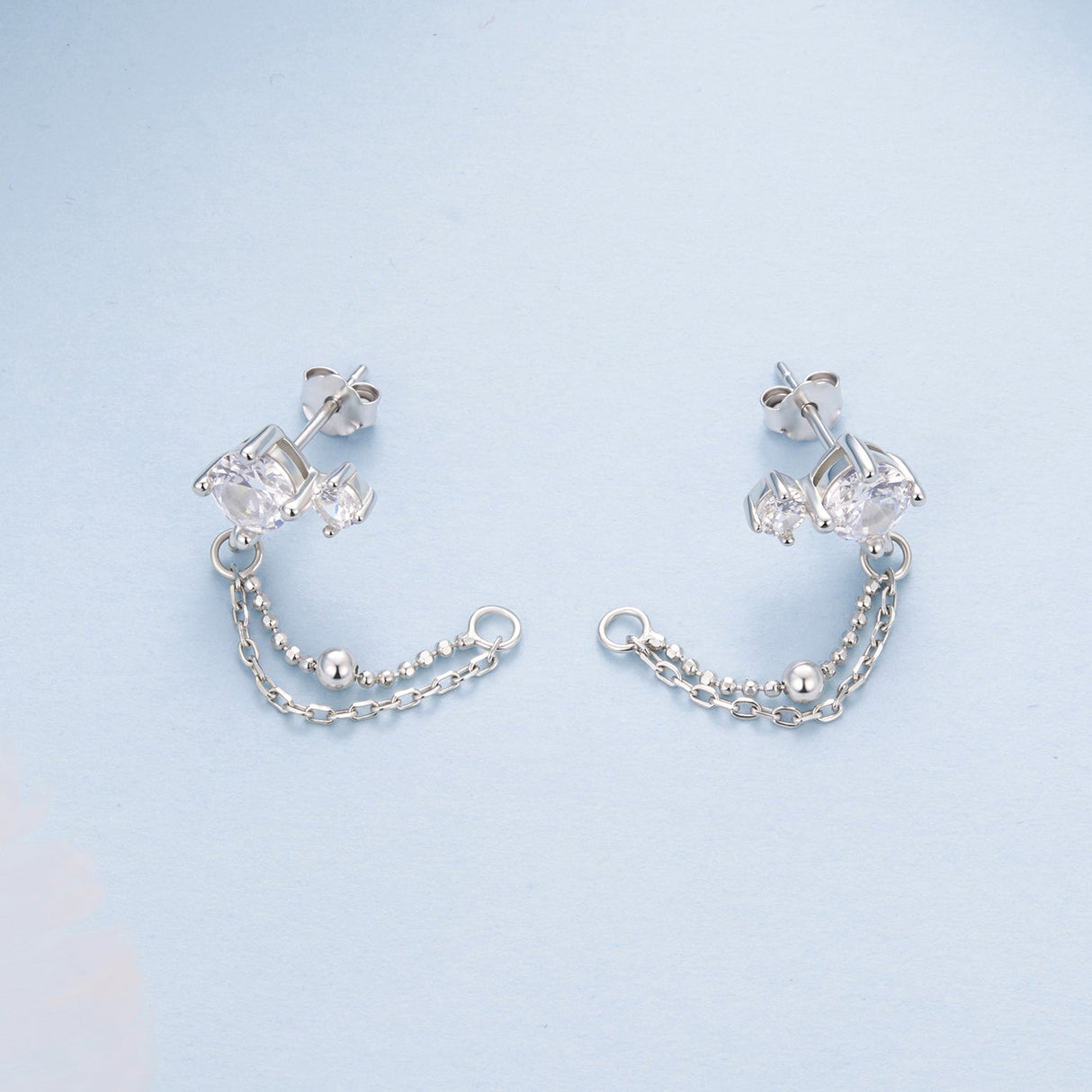 925 Sterling Silver White Gold Plated Pavé Setting CZ Earrings, 1.5cm for Women