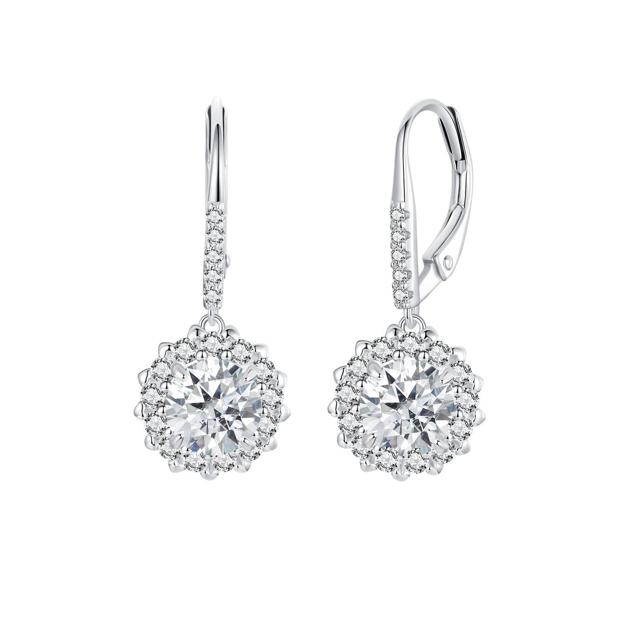 925 Sterling Silver Moissanite 1ct Earrings 26x11mm Pavé White Gold for Women