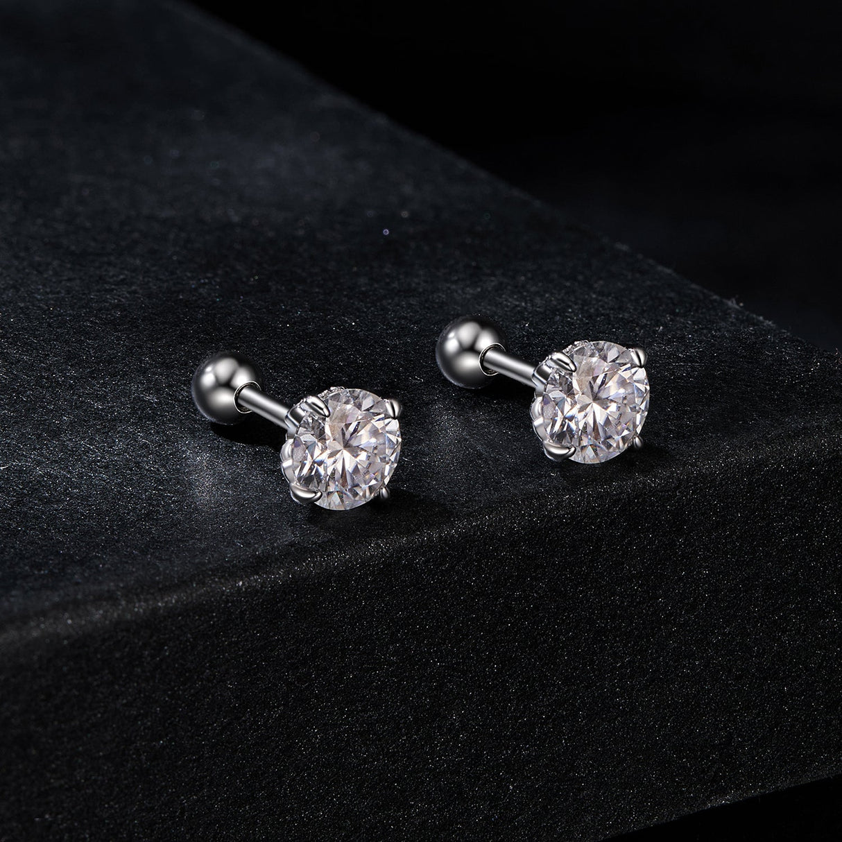 925 Sterling Silver 5mm Moissanite Earrings with White Gold Plating for Women
