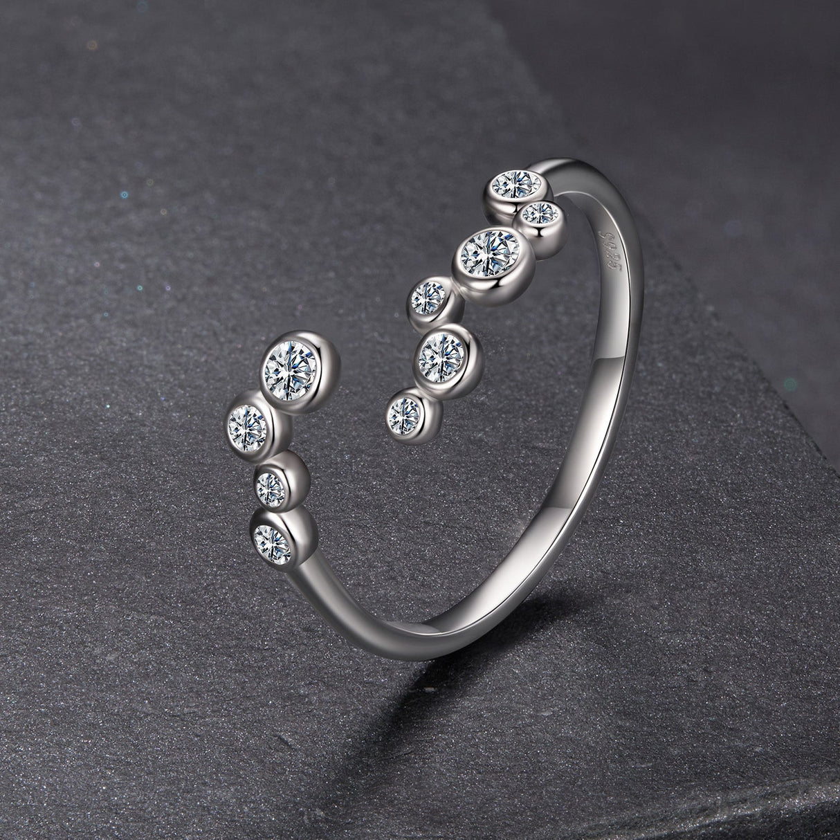 925 Sterling Silver Moissanite 0.06 Carat Ring for Women, Size E