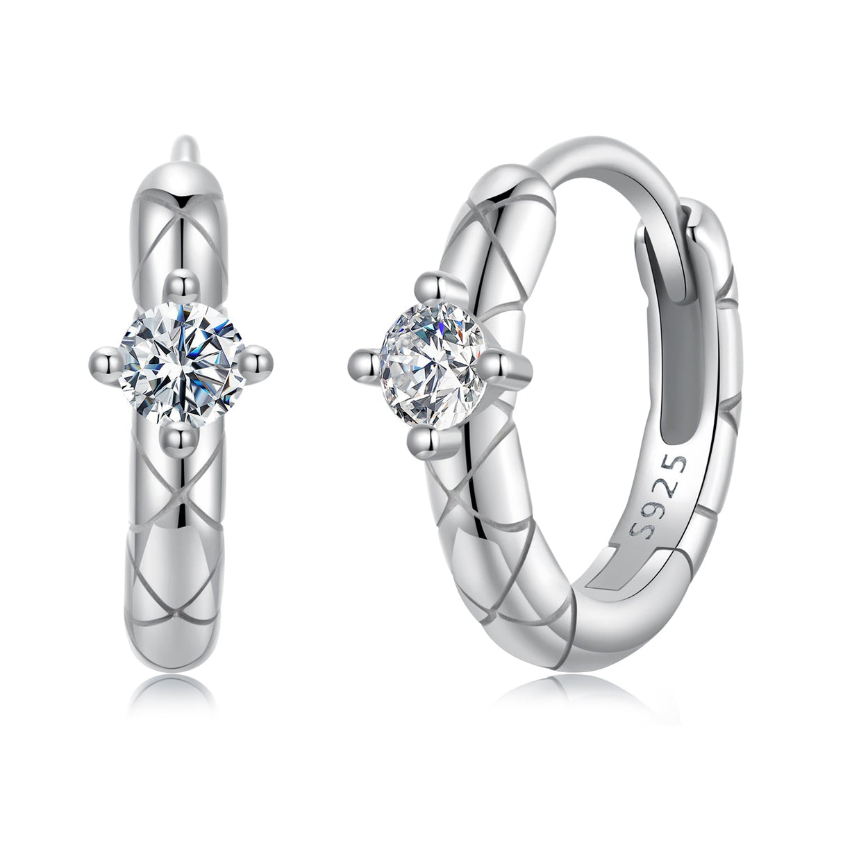 925 Sterling Silver Moissanite Earrings 1.3cm for Women