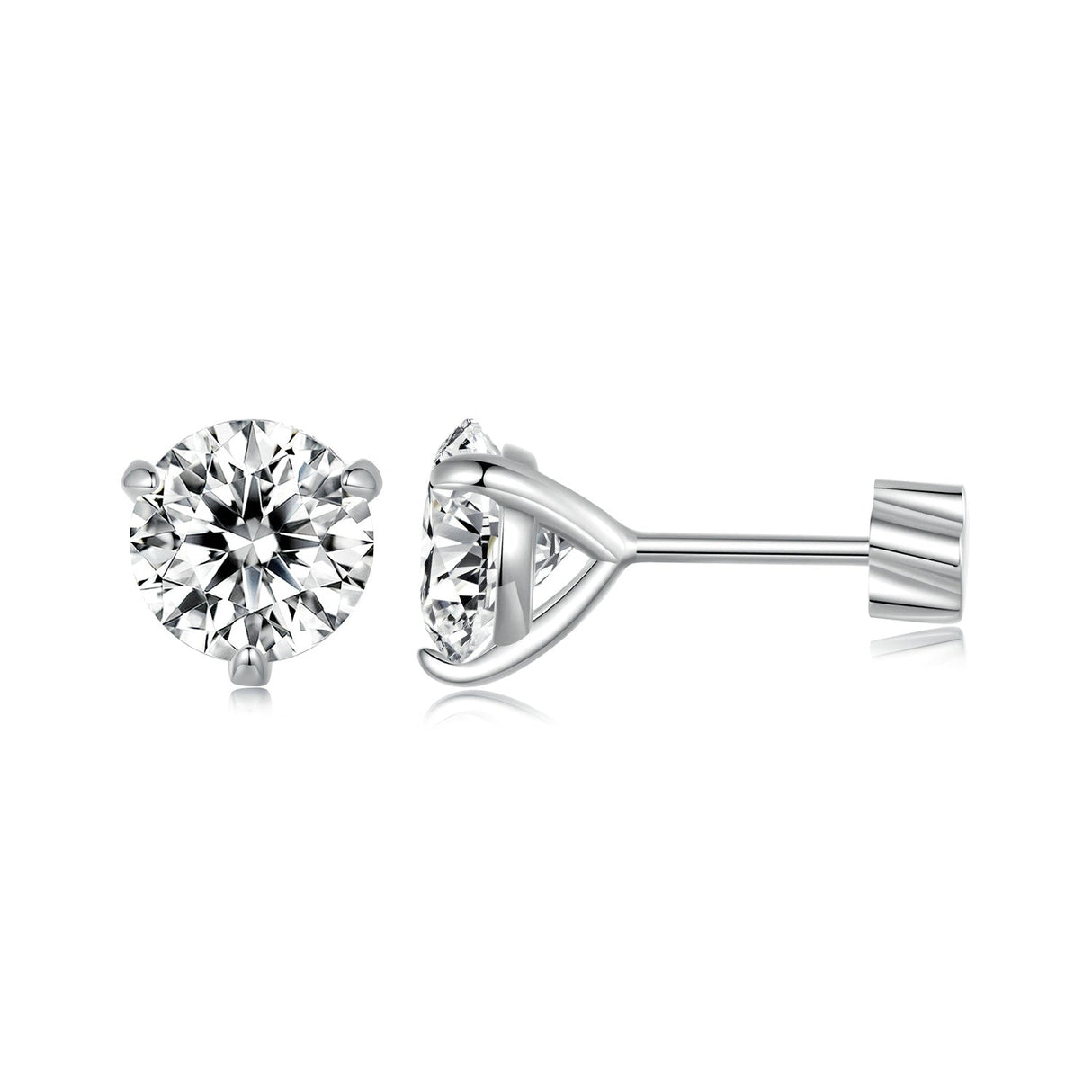 925 Sterling Silver Moissanite Earring 0.7cm White Gold Plated for Women