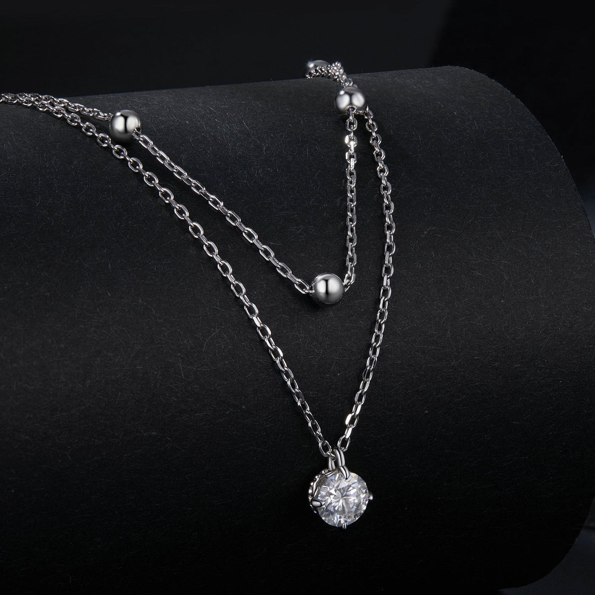 925 Sterling Silver Plated Platinum 5.0mm Moissanite Necklace for Women
