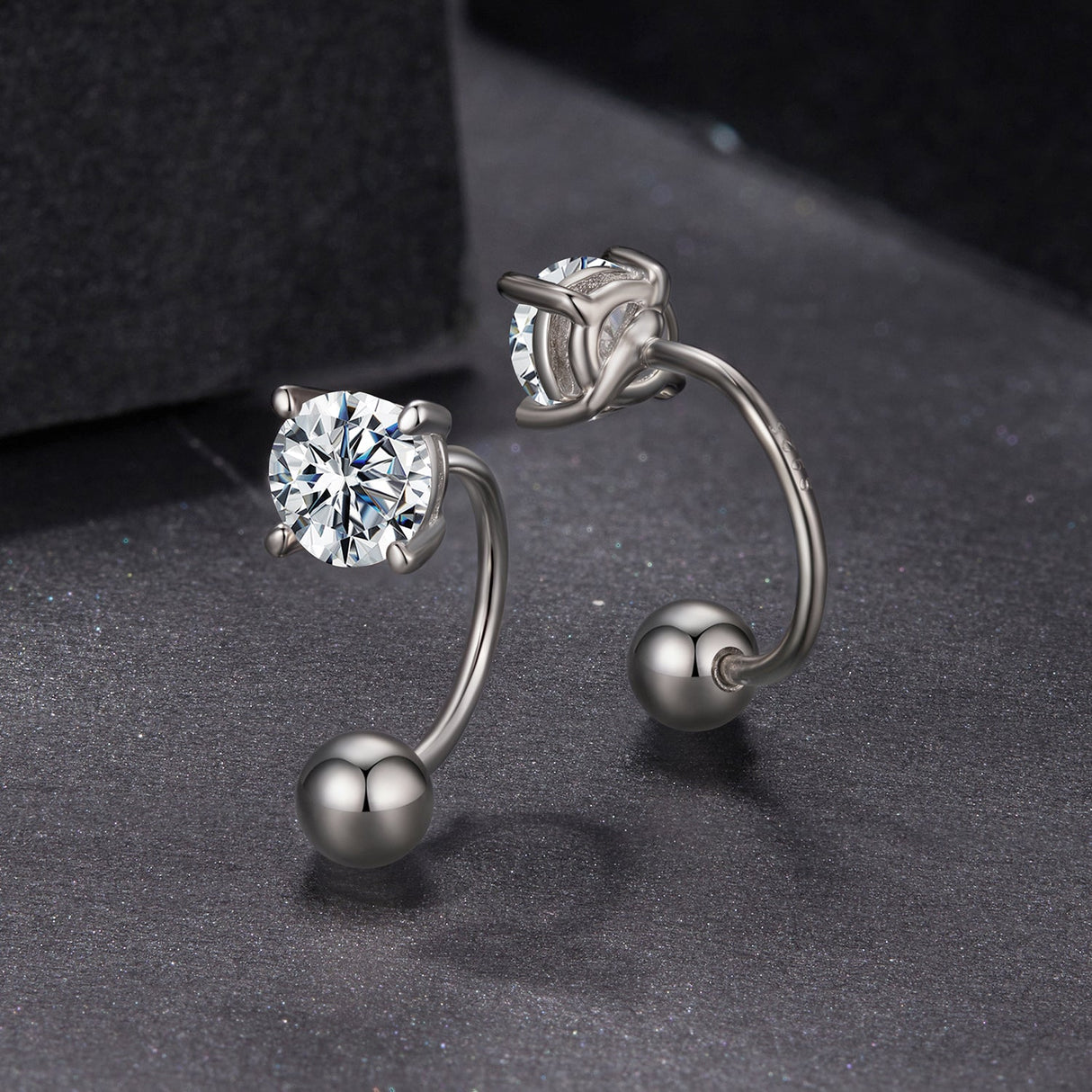 925 Sterling Silver Moissanite 0.1ct Earrings 1.3cm for Women