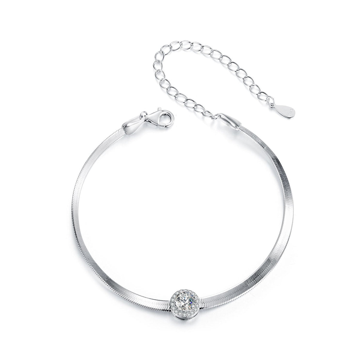 925 Sterling Silver 5.0mm Moissanite Bracelet with White Gold Plating for Women