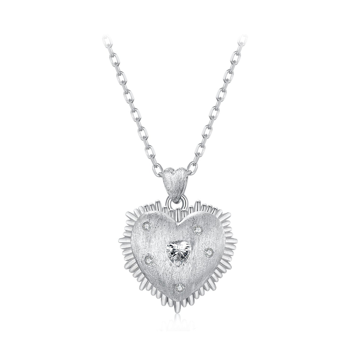 925 Sterling Silver White Gold Plated Necklace with CZ Pendant for Women