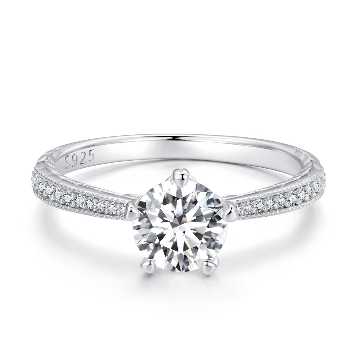 925 Sterling Silver Moissanite 0.8ct Ring Size 6 for Women
