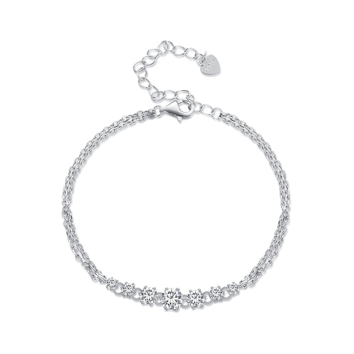 925 Sterling Silver 5MM Moissanite Bracelet for Women