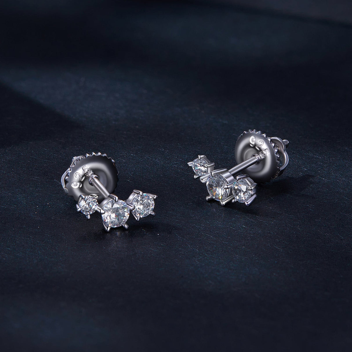 925 Sterling Silver Moissanite 0.01 Carat Earrings Size 4*9mm for Women