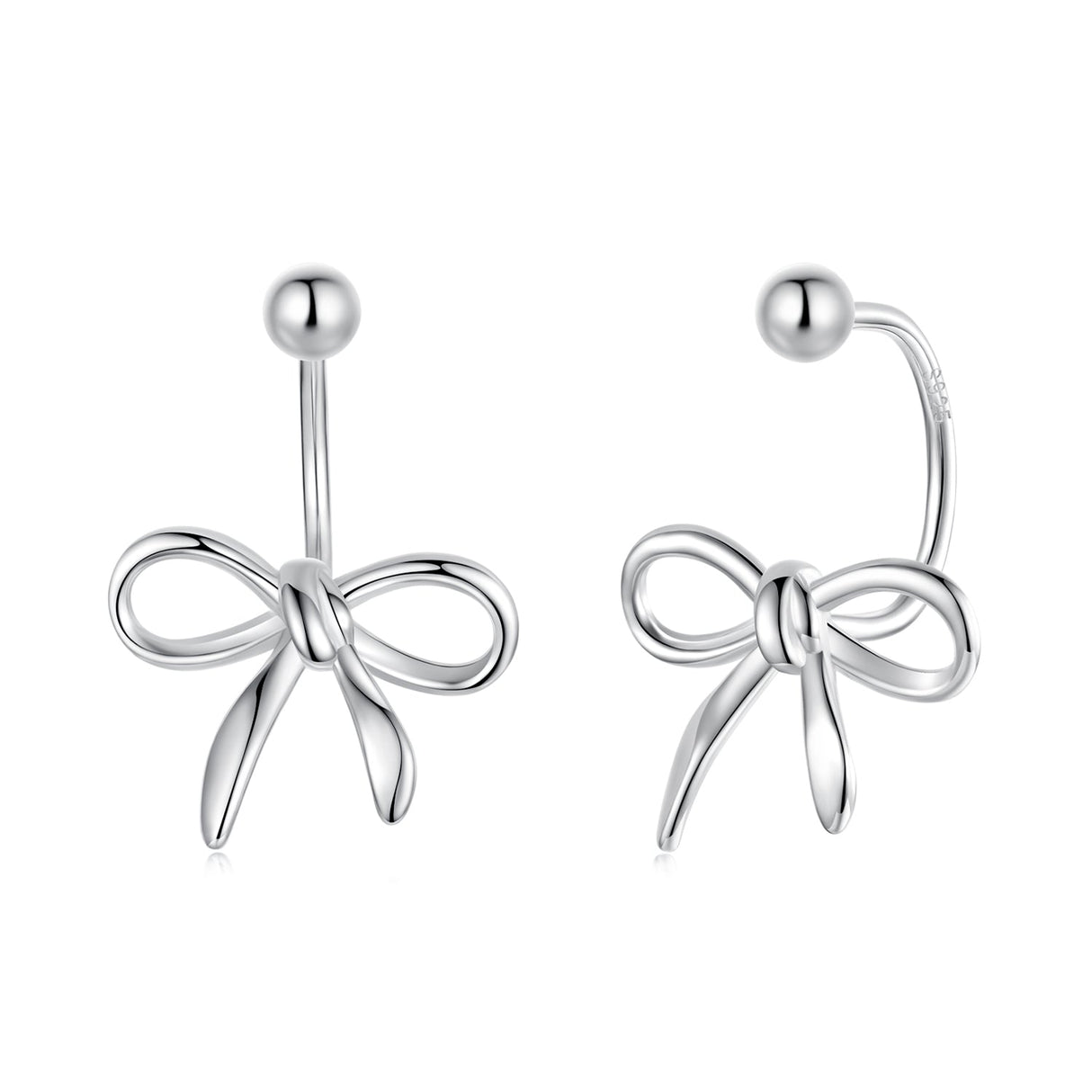 925 Sterling Silver Earrings with White Gold Plating - 1.0*1.3 cm