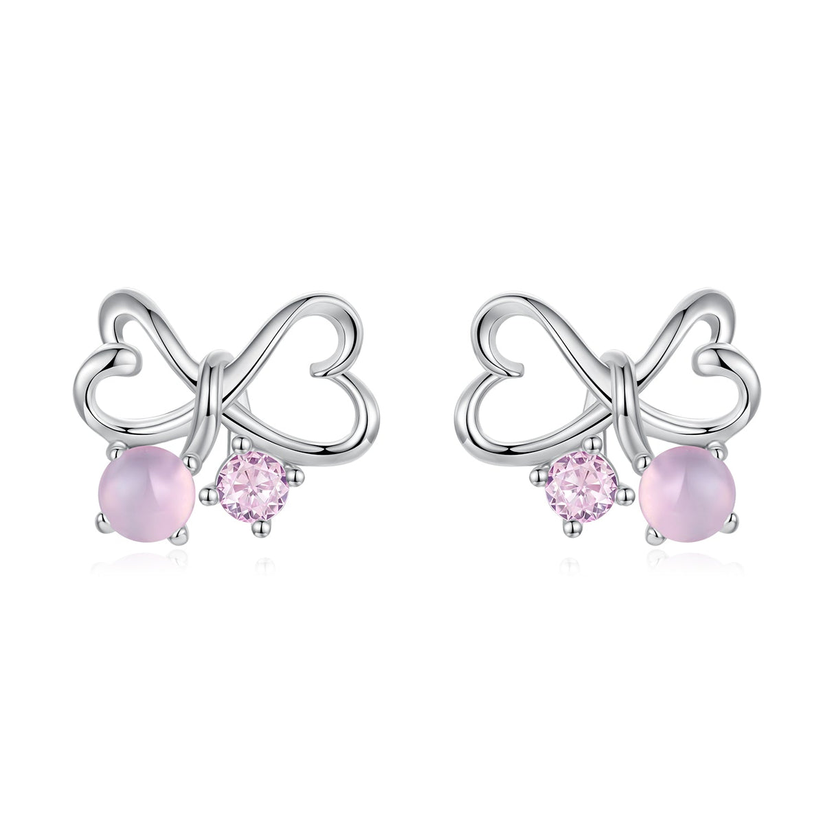 925 Sterling Silver Earrings with Pavé Setting CZ and Transparent Glass for Women