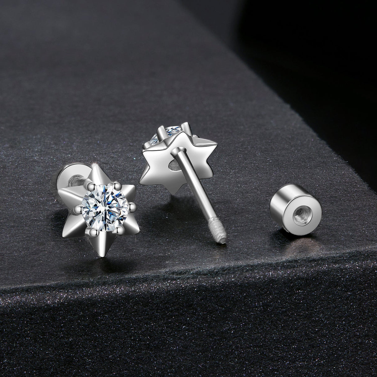 925 Sterling Silver Moissanite 0.10 Carat Earrings for Women