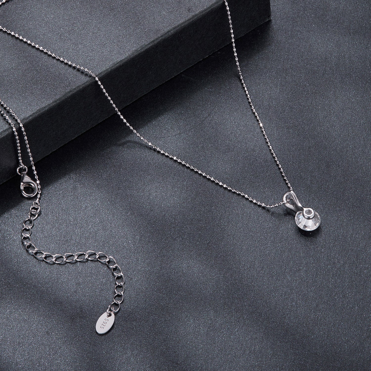 925 Sterling Silver Moissanite Necklace 40+5cm with White Gold Plating for Women