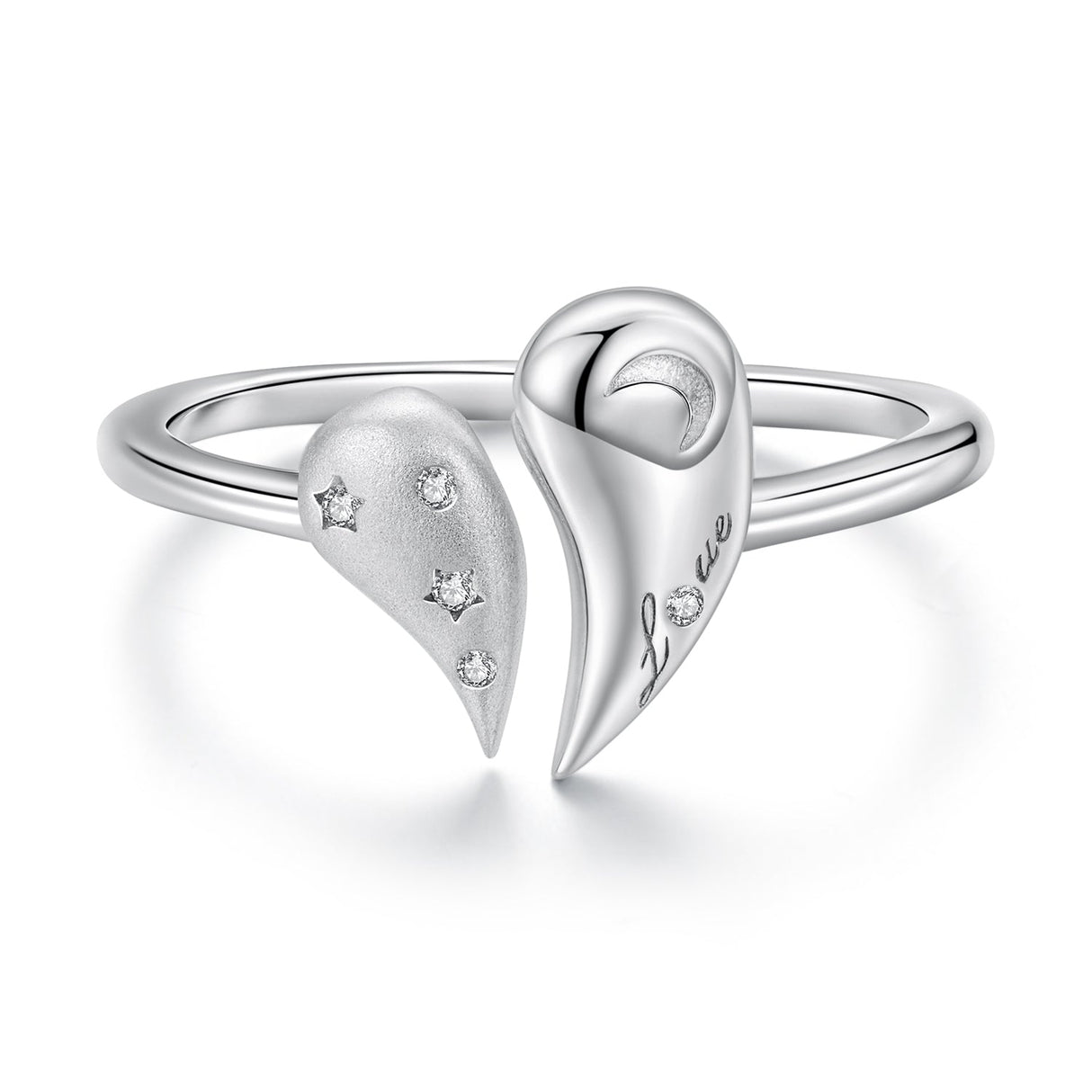 925 Sterling Silver 1.1cm White Gold Plated CZ Pendant Ring