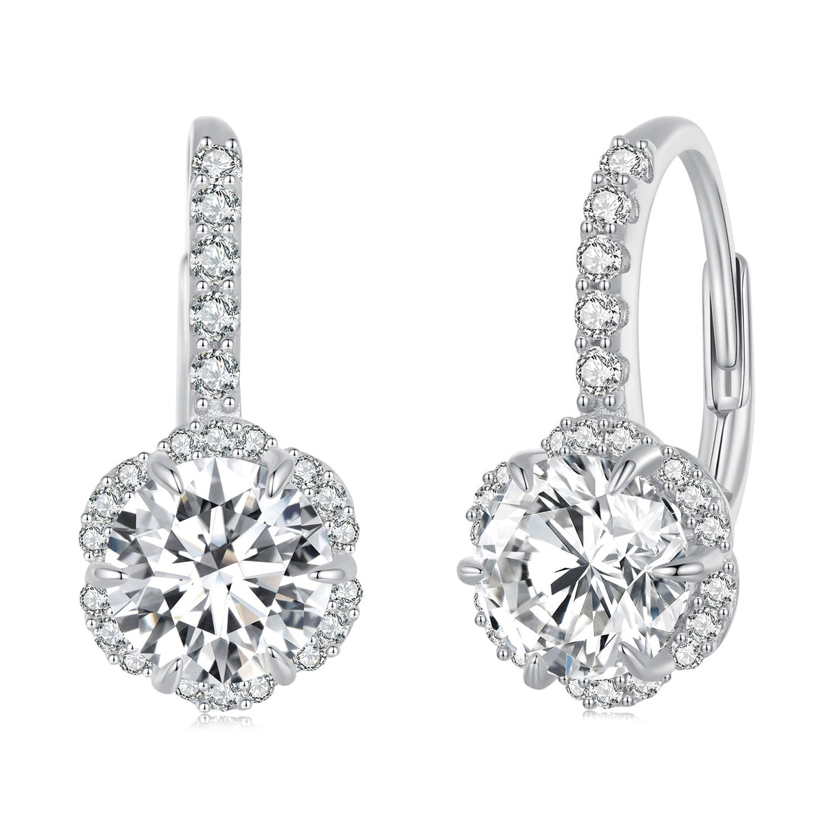 925 Sterling Silver Moissanite 6.5 Carat Earrings for Women