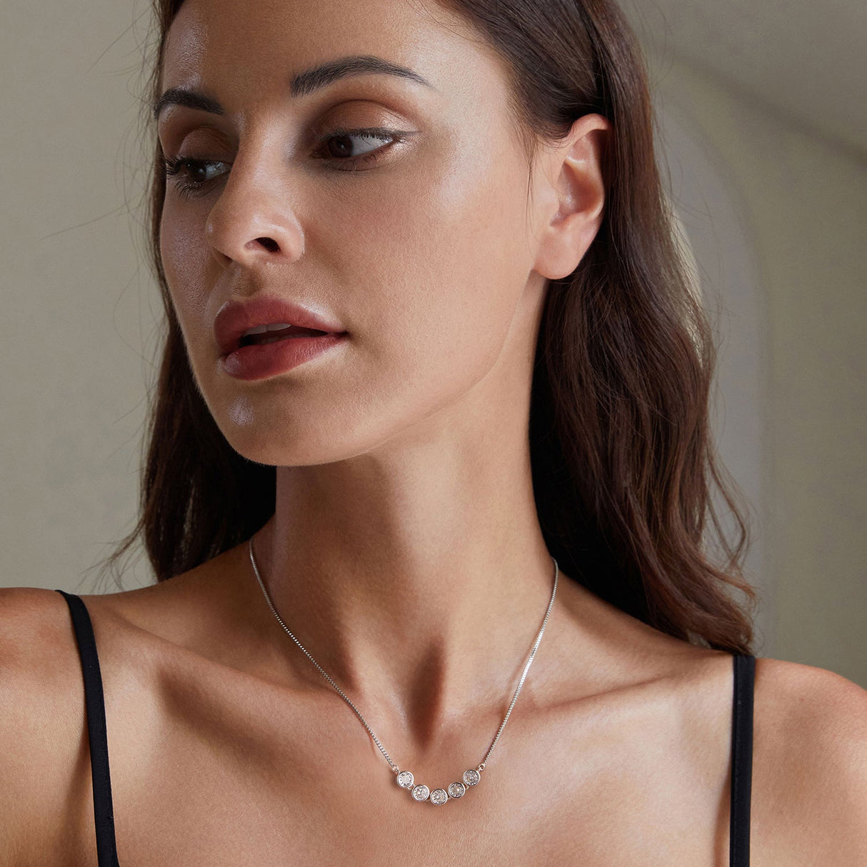 925 Sterling Silver 4mm Moissanite Plated Platinum Necklace for Women