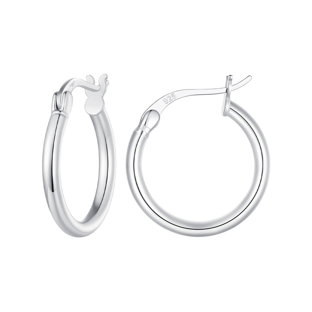 925 Sterling Silver Plated Platinum Earrings 24x2mm for Women