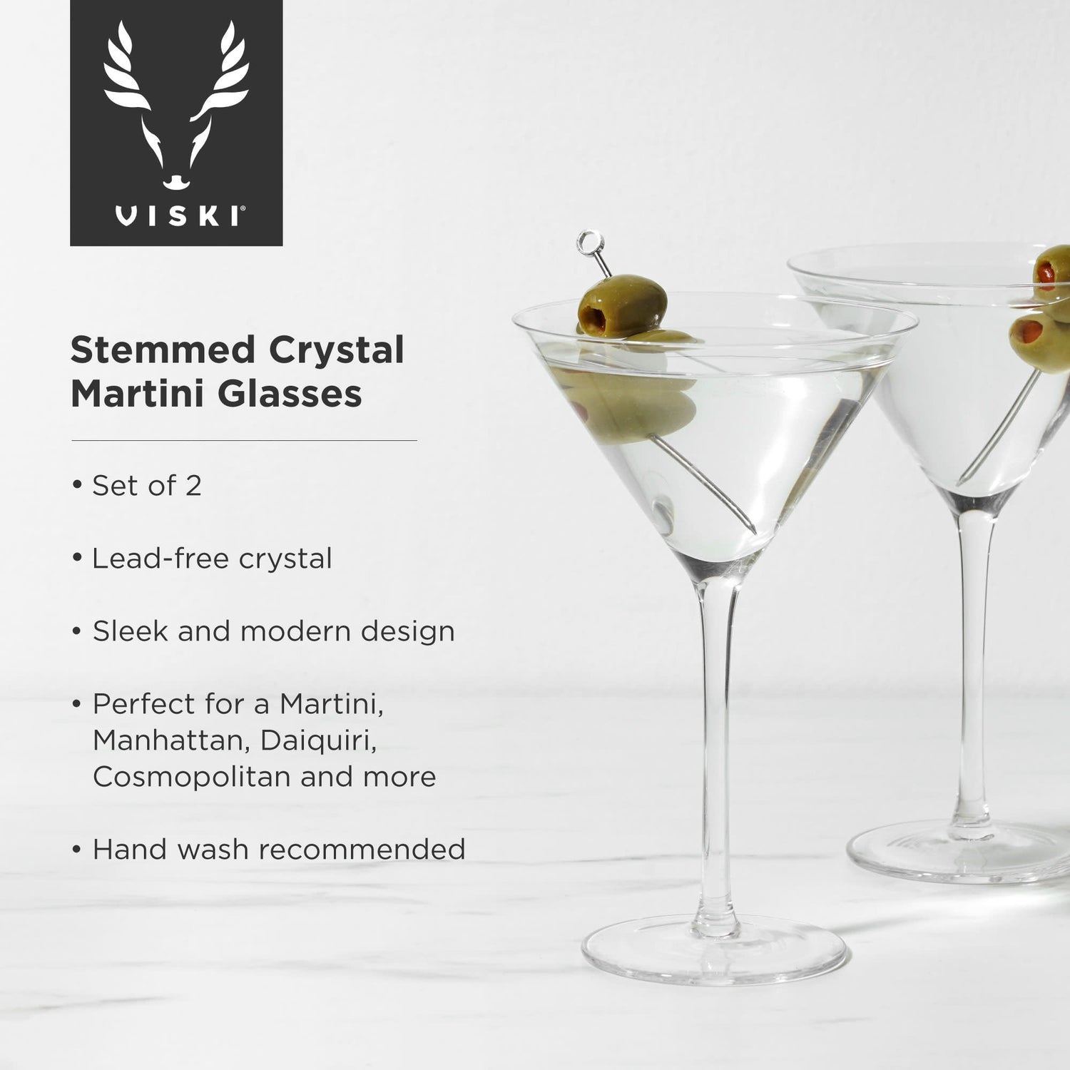 Stemmed crystal martini glasses by viski®