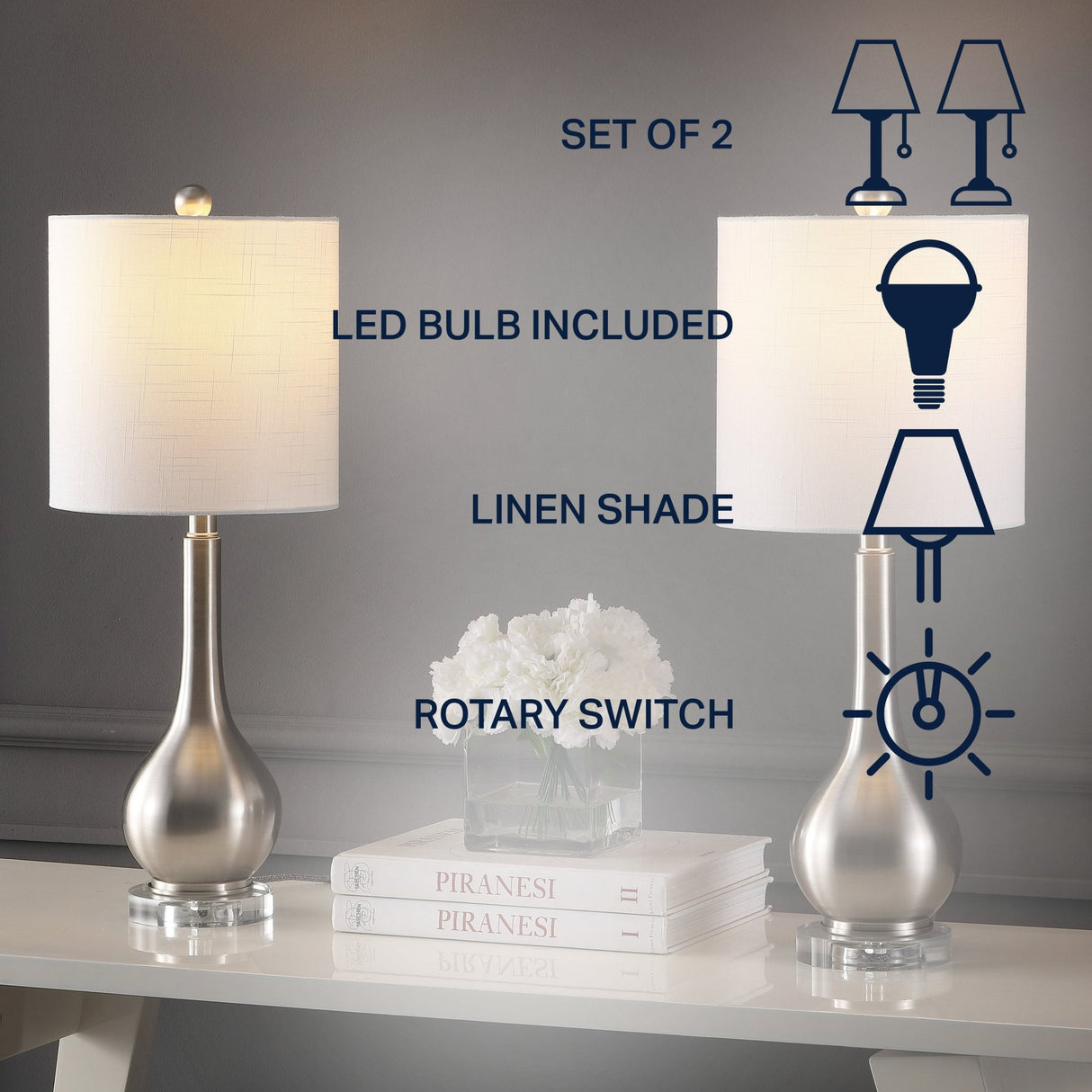 Dylan metal/crystal teardrop led table lamp - Tuesday Morning - Table Lamps