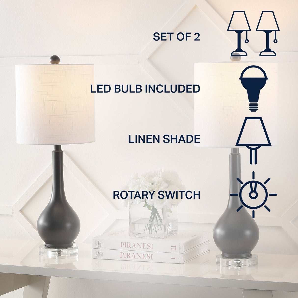 Dylan metal/crystal teardrop led table lamp - Tuesday Morning - Table Lamps