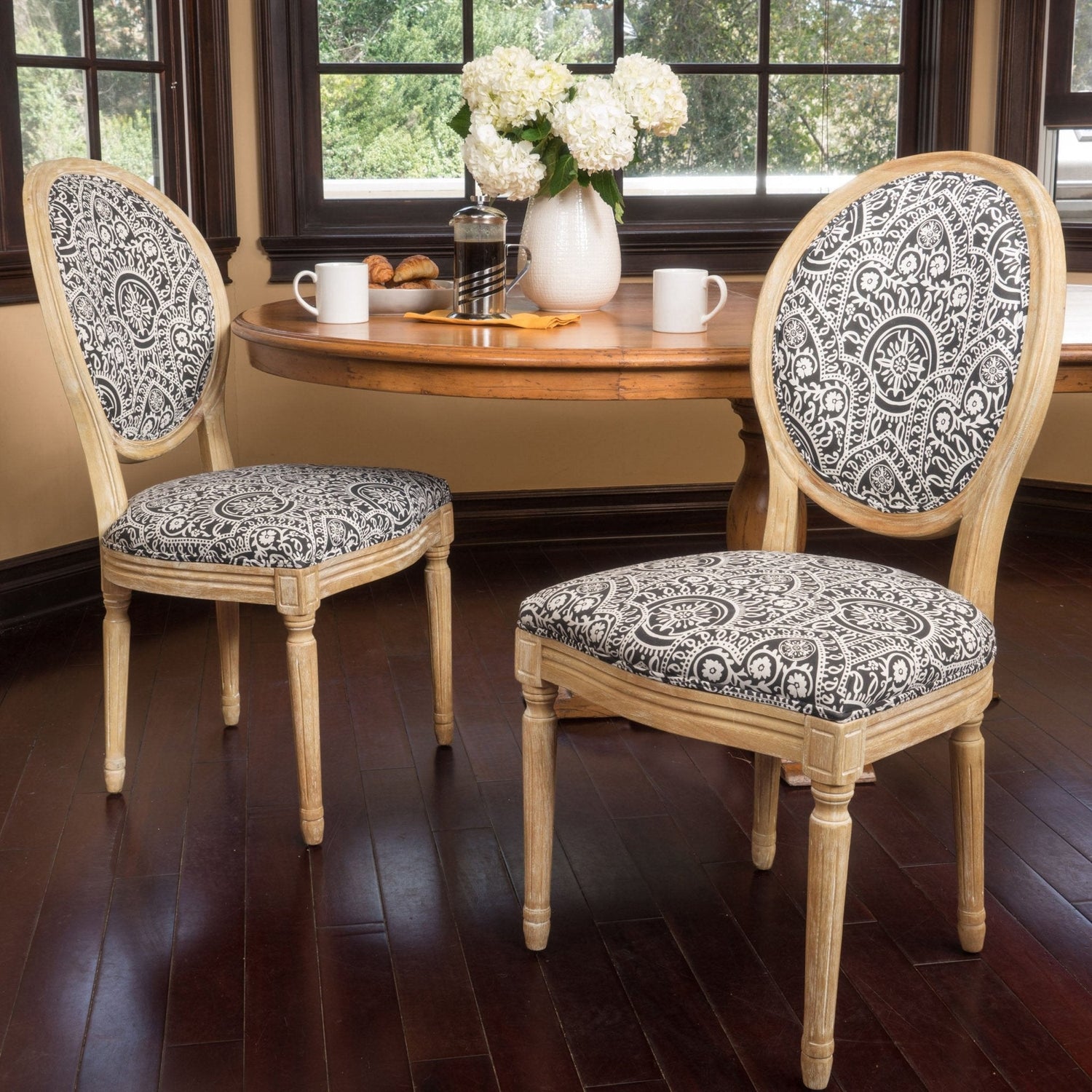 Dynamic Upholstered Dining Chair with Round Backrest and Fluted Legs, Set of 2 - Dining Chairs