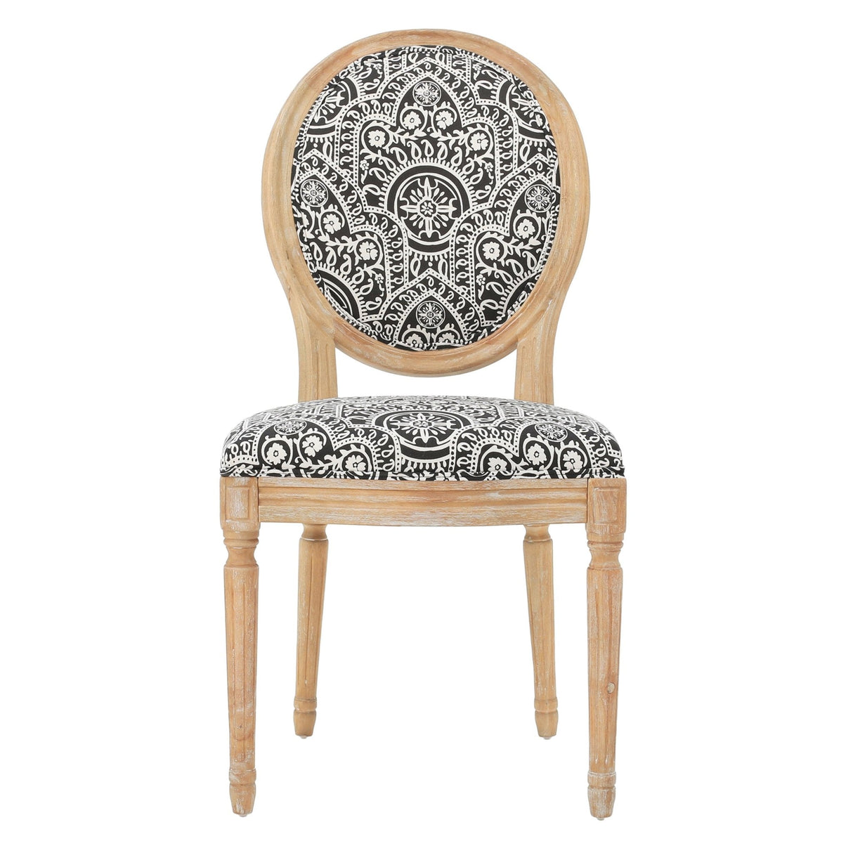 Dynamic Upholstered Dining Chair with Round Backrest and Fluted Legs, Set of 2 - Dining Chairs