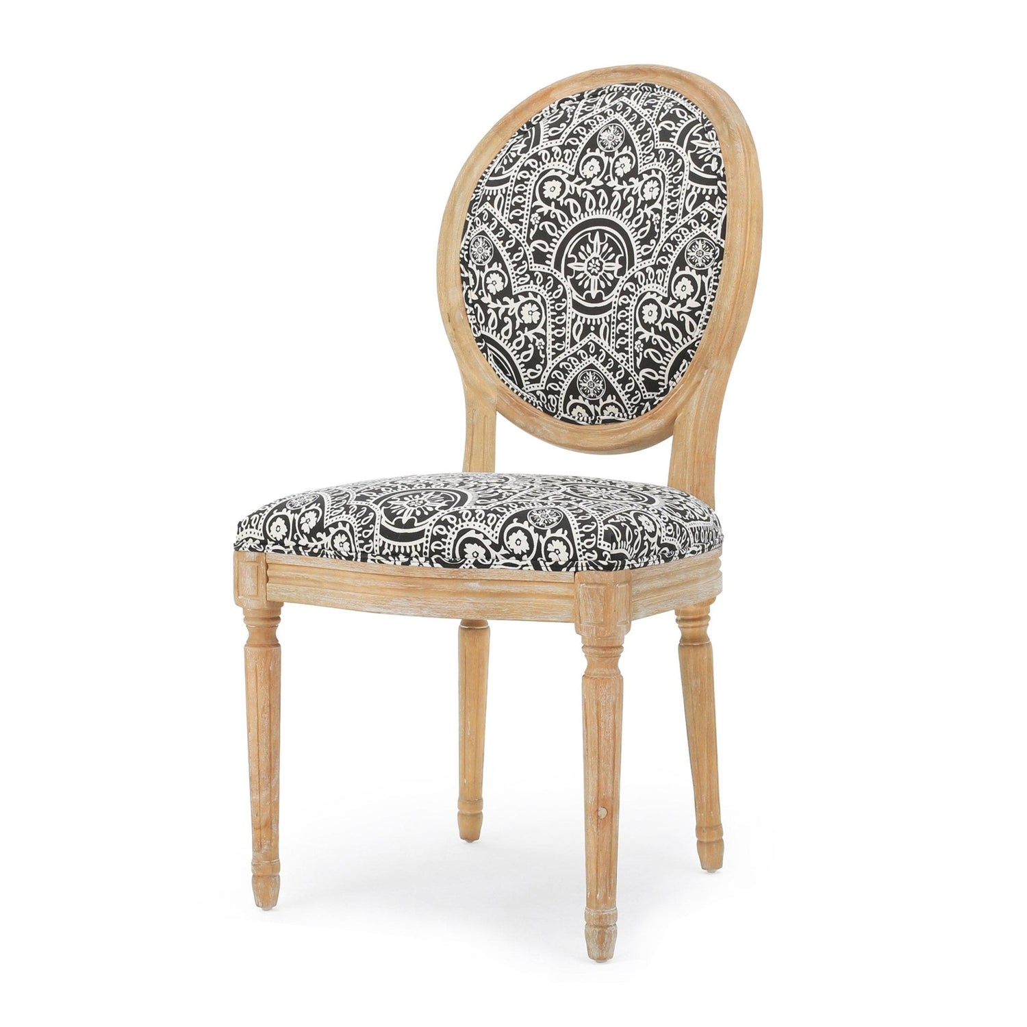 Dynamic Upholstered Dining Chair with Round Backrest and Fluted Legs, Set of 2 - Dining Chairs