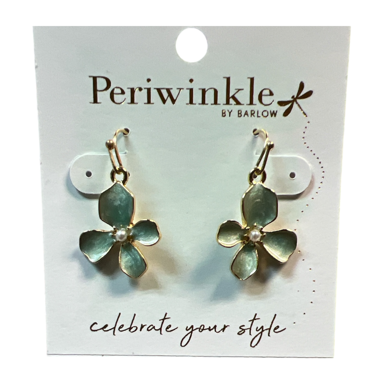 Dogwood Flower Earrings – Greenish Blue